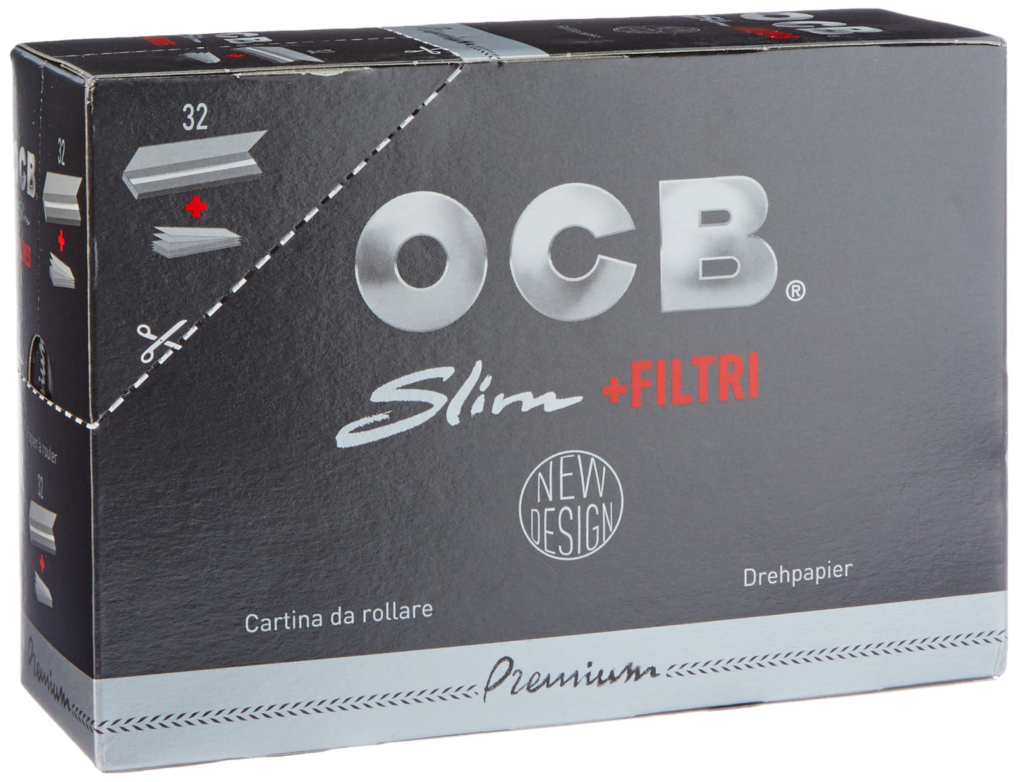 OCB Long Black Paper Plus Tips, 32 Packets – Authentic in UAE | VAPE DOKHA UAE