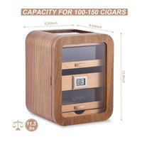 Glass-Top Cigar Humidor Box with Hygrometer