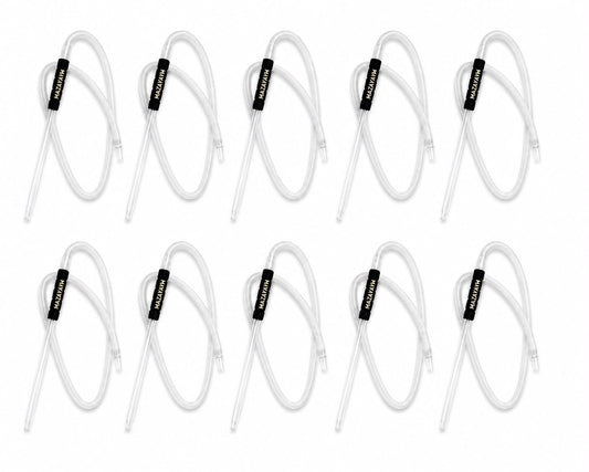 10-pack Mazayaym white washable textile-wrapped hookah hoses with glass mouthpiece tips