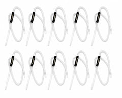 10-pack Mazayaym white washable textile-wrapped hookah hoses with glass mouthpiece tips