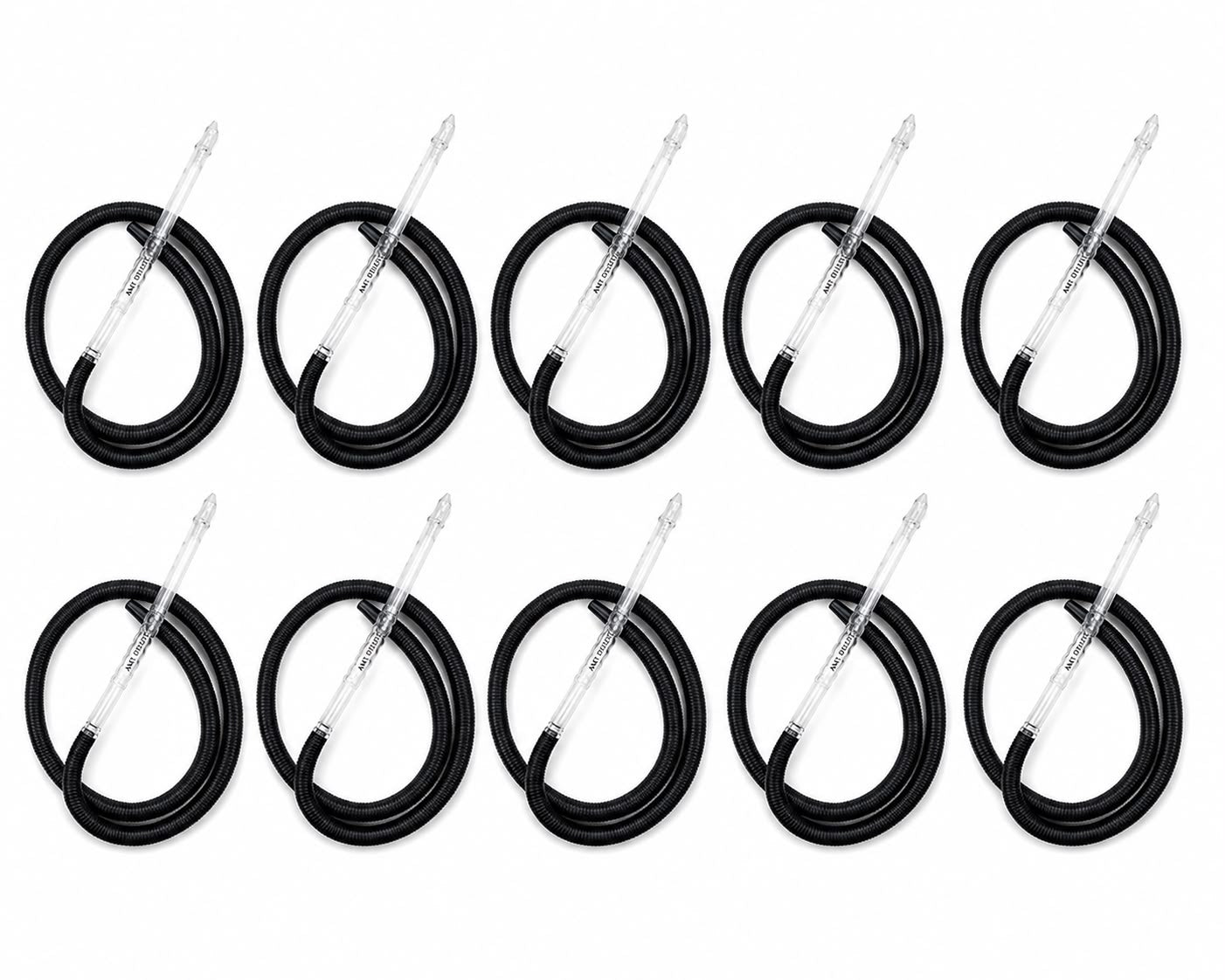10-pack premium black textile-wrapped hookah shisha hoses with clear acrylic mouthpiece