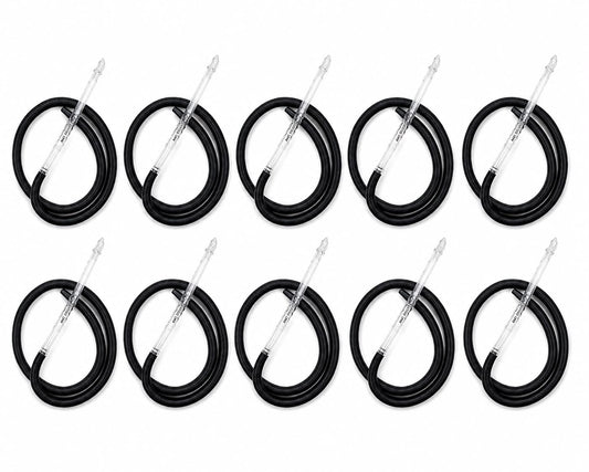 10-pack premium black textile-wrapped hookah shisha hoses with clear acrylic mouthpiece