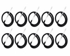 10-pack premium black textile-wrapped hookah shisha hoses with clear acrylic mouthpiece