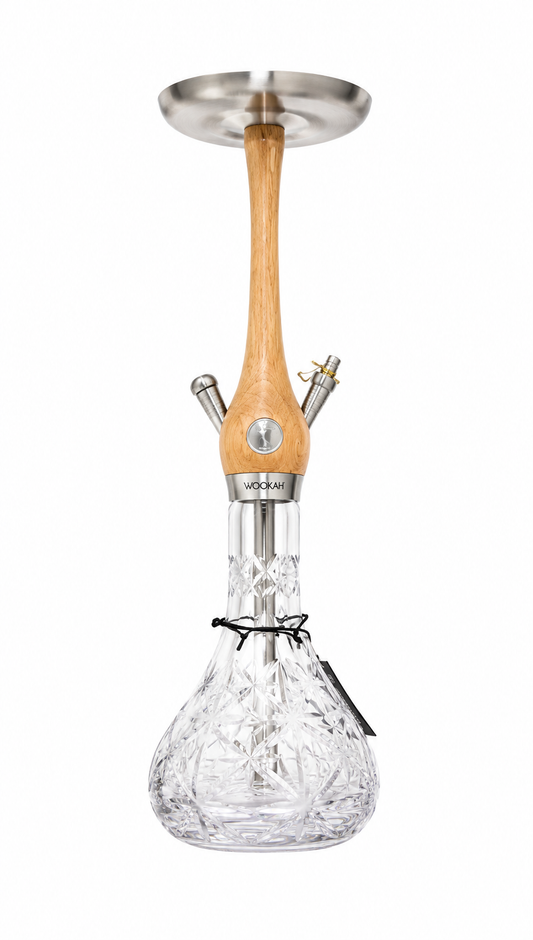 Warm Teak Wood-Stem Crystal Hookah