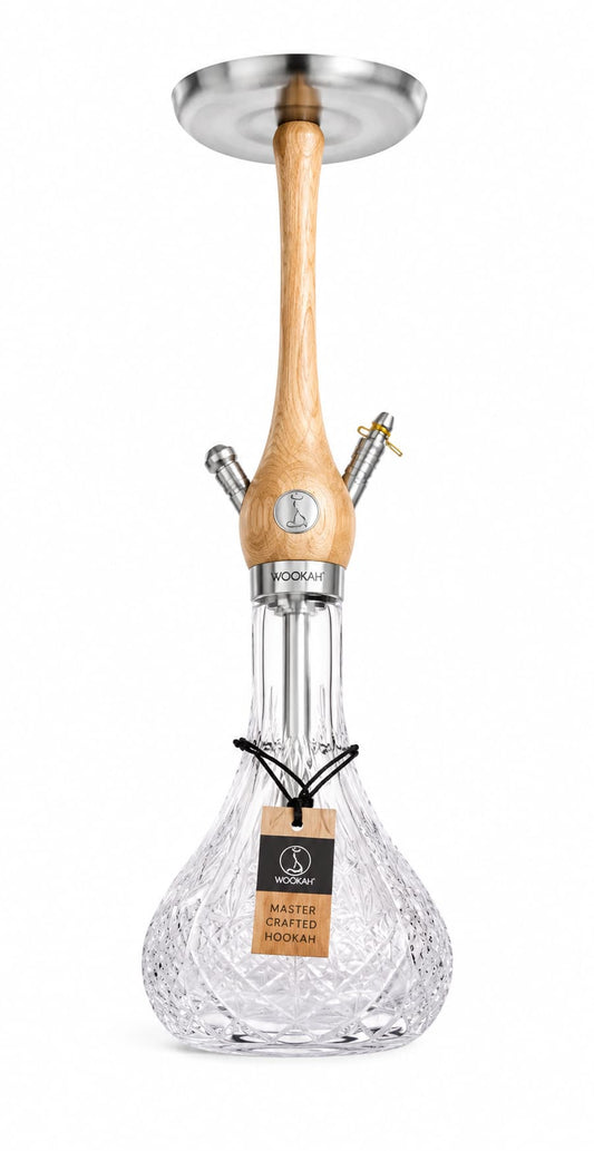 Natural Oak Wood-Stem Crystal Hookah