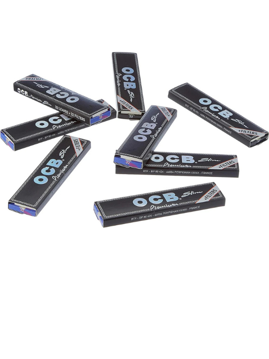 OCB Long Black Paper Plus Tips, 32 Packets