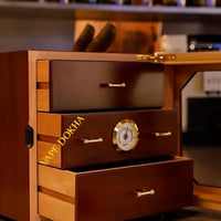 Three-Layer Small Cigar Cabinet High-Gloss Paint Cedar Wood Cigar Humidor Decorative Box(Red)