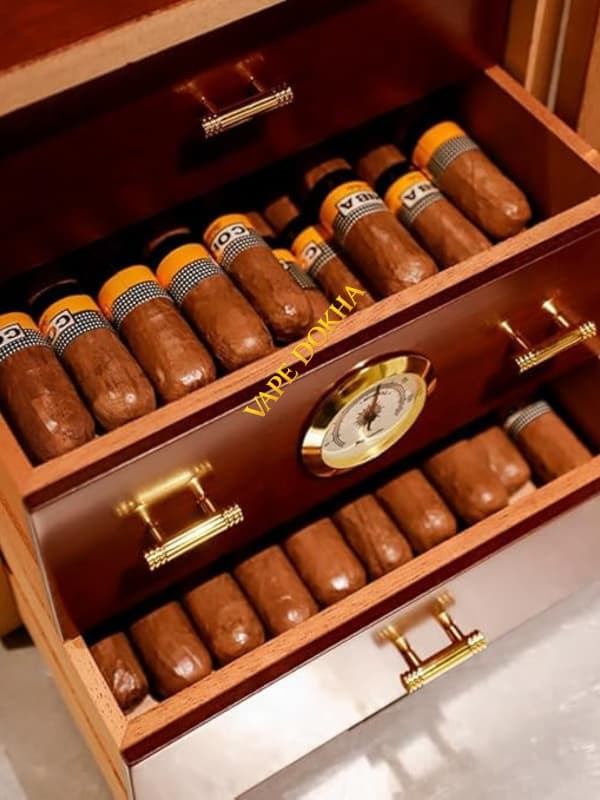 Three-Layer Small Cigar Cabinet High-Gloss Paint Cedar Wood Cigar Humidor Decorative Box(Red)