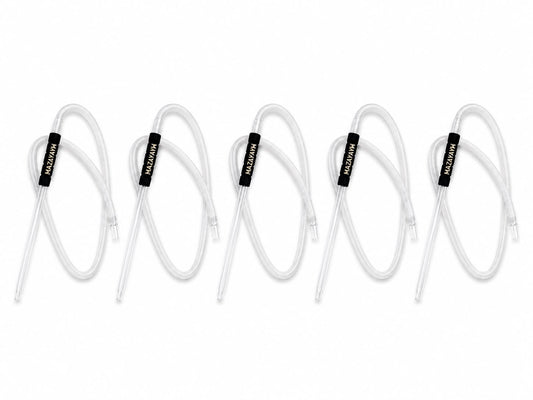 5-pack Mazayaym white washable textile-wrapped hookah hoses with acrylic mouthpiece tips