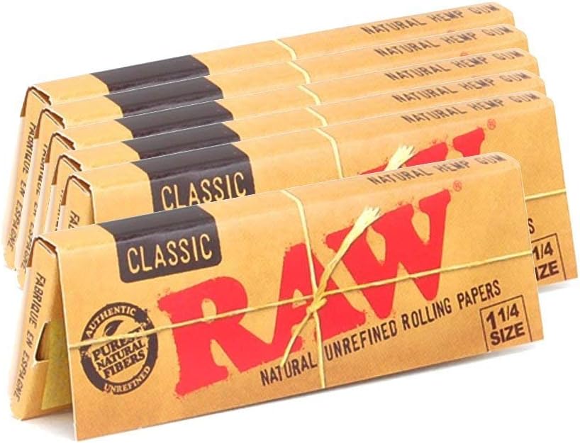 Raw Unrefined Classic 1.25 1 1/4 Size Cigarette Rolling Papers, 50 Count (Pack of 6) – Authentic in UAE | VAPE DOKHA UAE