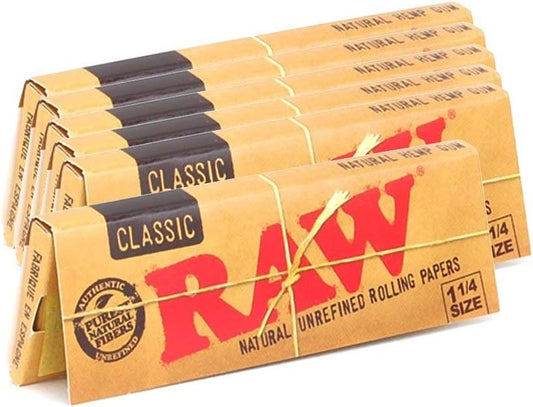 Raw Unrefined Classic 1.25 1 1/4 Size Cigarette Rolling Papers, 50 Count (Pack of 6) – Authentic in UAE | VAPE DOKHA UAE