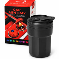 Matte black car ashtray with rainbow LED light