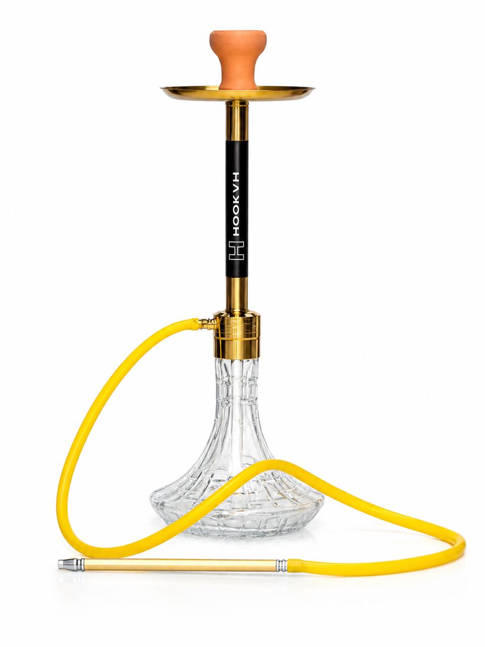 Gold luxury hookah set with crystal-clear base