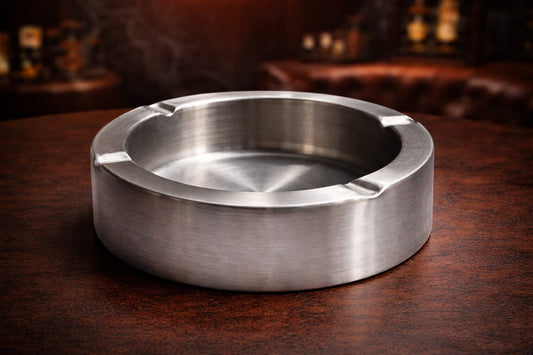 Large stainless steel 4-slot heavy-duty round ashtray
