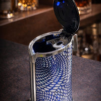 Blue scale LED flip-top cylinder ashtray