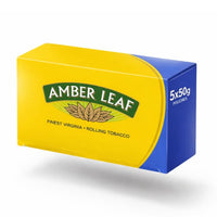 Amber Leaf tobacco packaging with yellow and blue design on a white background | vape dokah uae