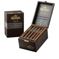 Balmoral cigars in an open wooden box on a white background .Vape Dokha UAE