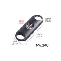Black cigar cutter with dimensions and weight information on a white background.Vape Dokha UAE