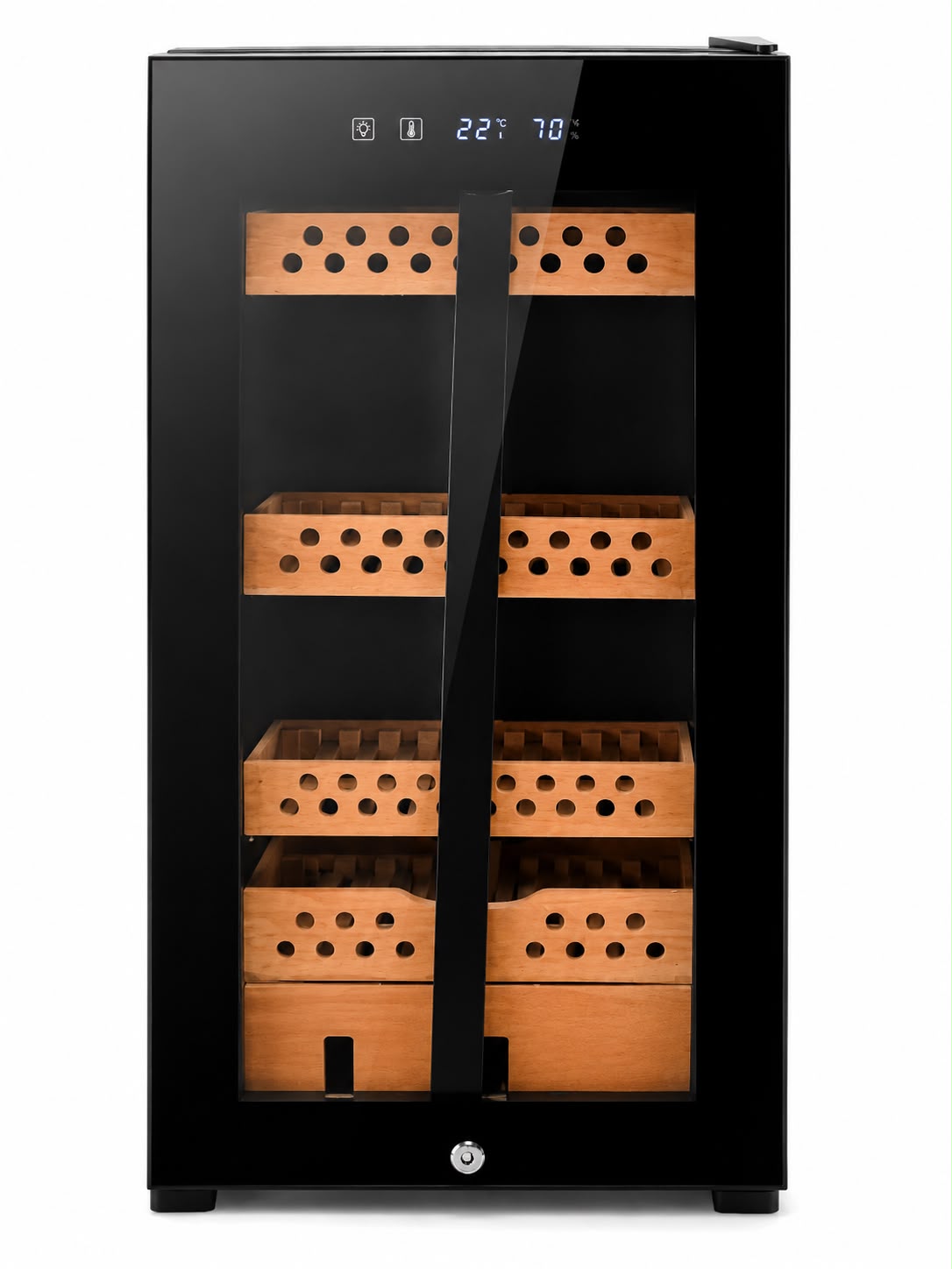 Electric cigar humidor cabinet with digital climate control and cedar trays