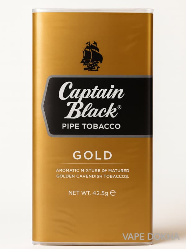 Captain Black Gold pipe tobacco packaging on a white background . Vape Dokha UAE