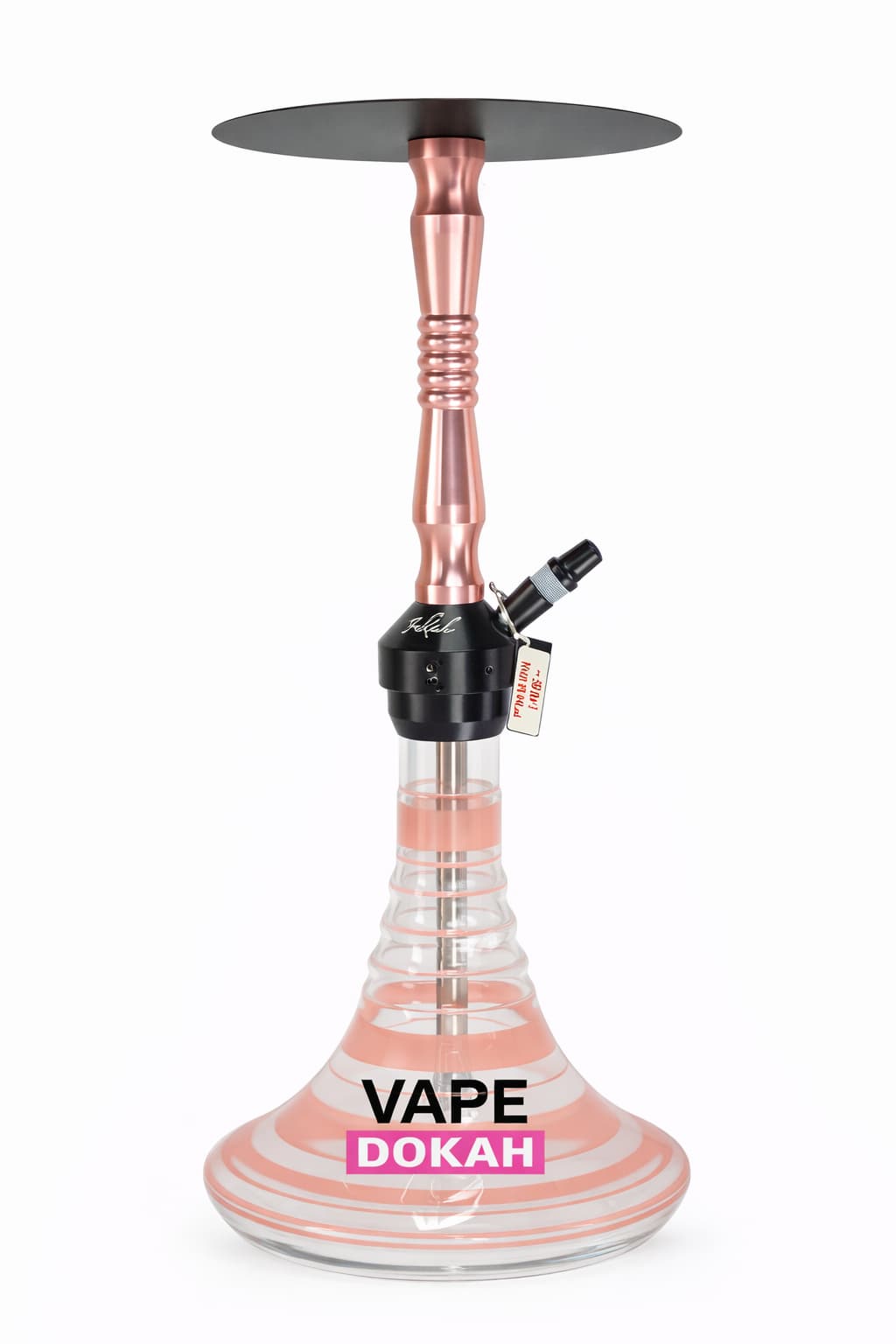 Rose Gold Ribbed Glass Base Hookah with Copper Stem