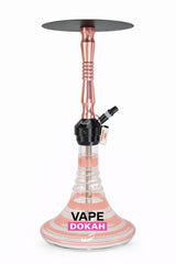 Rose Gold Ribbed Glass Base Hookah with Copper Stem