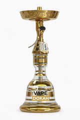 Gold Luxury Bell-Base Glass Stripe Hookah with Ornate Tray