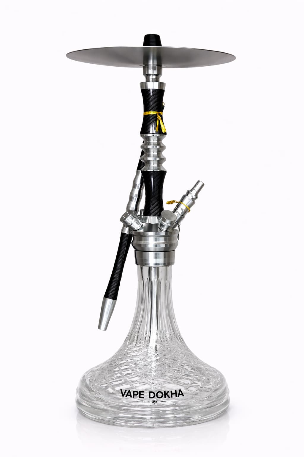 Carbon Black Chrome Double-Hose Tactical Hookah