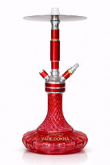 Deep Red Diamond-Cut Glass Double-Hose Hookah