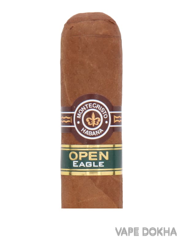 Cigar with Montecristo Habana branding on a white background . Vape Dokha UAE