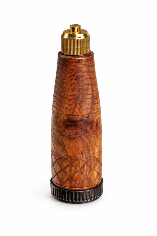 Handcrafted wooden dokha bottle with brass cap