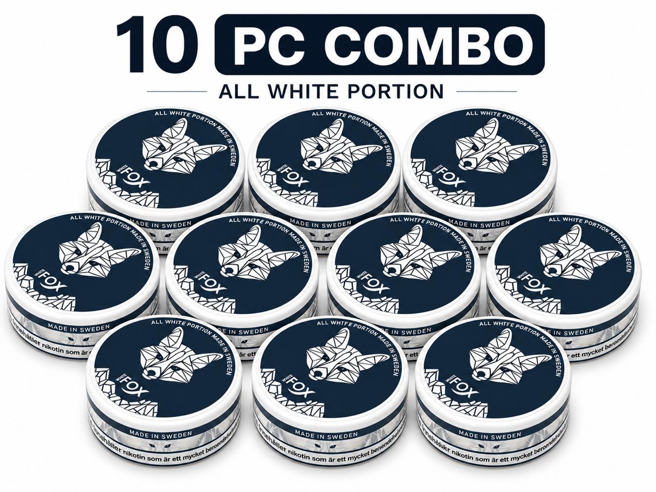 White Fox nicotine pouches 10-can combo pack made in Sweden