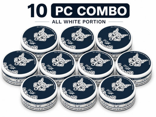 White Fox nicotine pouches 10-can combo pack made in Sweden