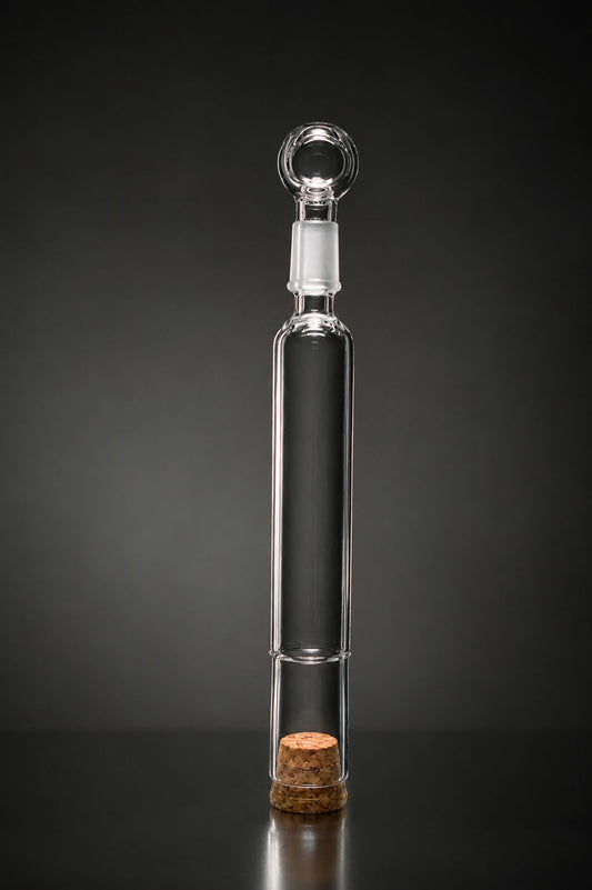 Portable glass cigar humidifier tube with cork seal
