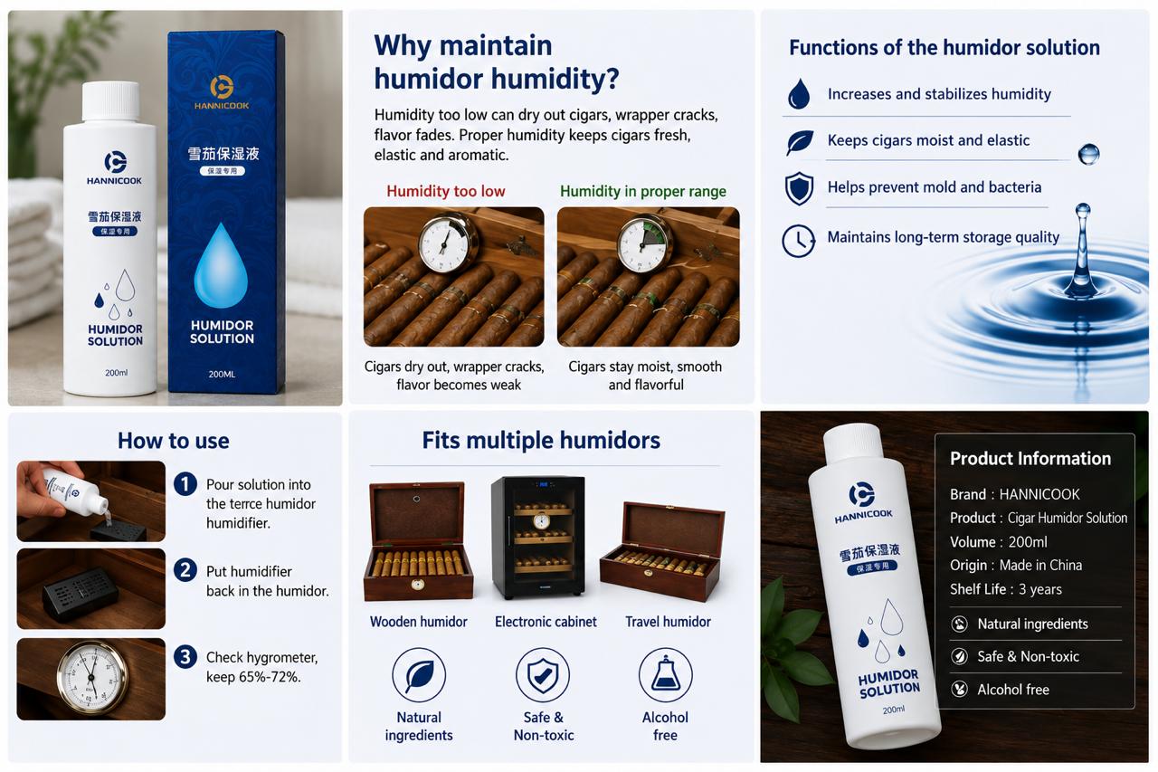 Hannicook humidor humidification fluid