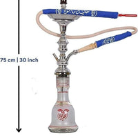 Khalil Mamoon Hookah with measurement details on a white background . Vape Dokha UAE
