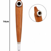 Handmade light wood medwakh pipe silver ring 14cm