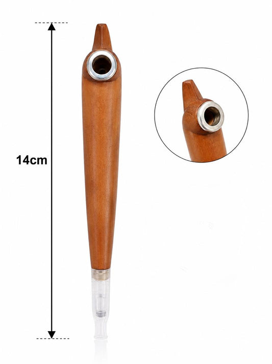 Handmade light wood medwakh pipe silver ring 14cm