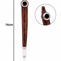 Handmade dark rosewood medwakh pipe silver ring 14cm