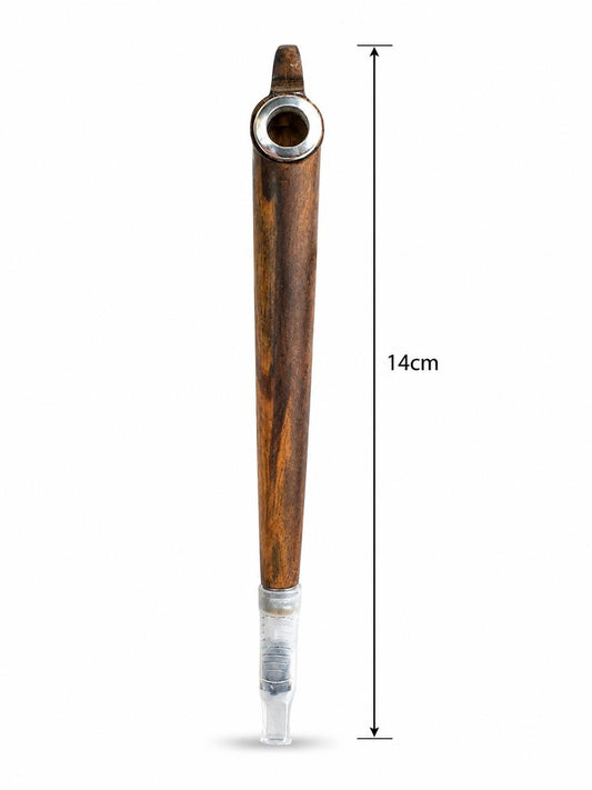 Handmade natural rosewood medwakh pipe brass ring acrylic tip 14cm
