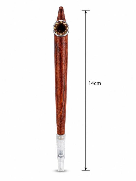Handmade rich rosewood medwakh pipe brass ring acrylic tip 14cm