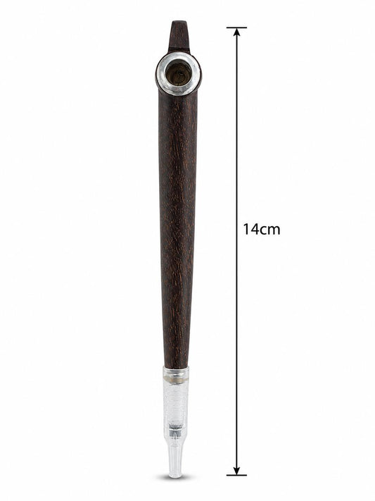 Handmade dark ebony medwakh pipe clear acrylic tip 14cm