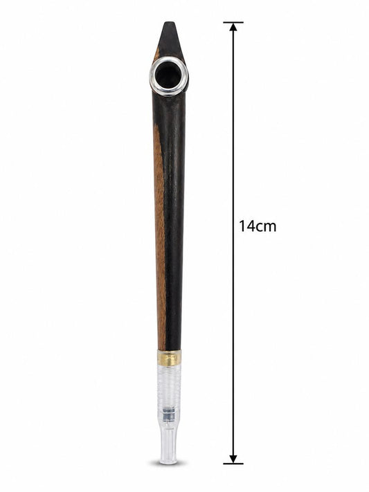 Handmade two-tone ebony walnut medwakh pipe 14cm