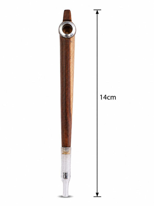 Handmade rosewood medwakh pipe with gold accent tip 14cm