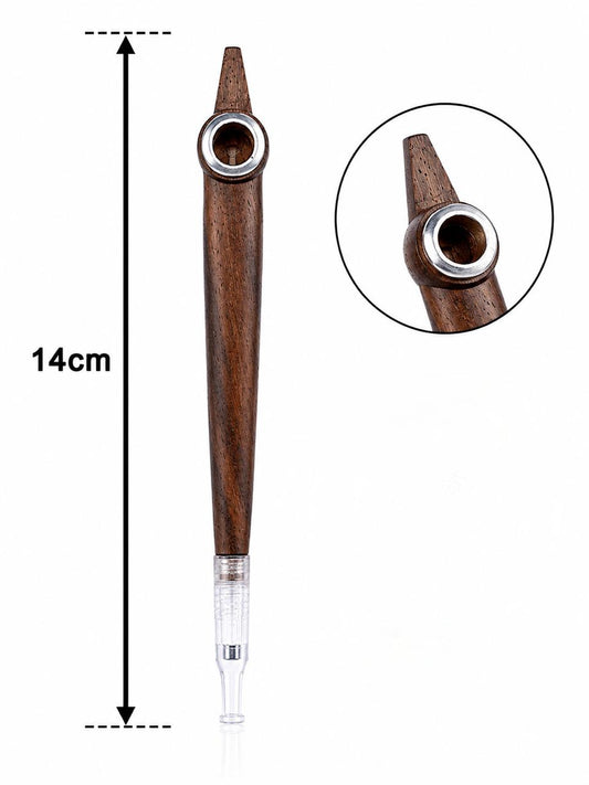 Handmade dark walnut pointed-tip medwakh pipe 14cm