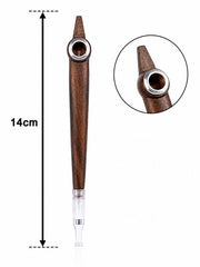 Handmade dark walnut pointed-tip medwakh pipe 14cm