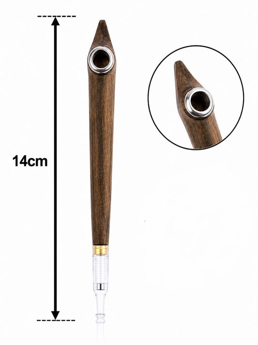 Handmade walnut hook-top medwakh pipe with silver ring 14cm