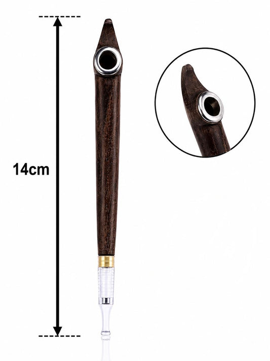 Handmade dark speckled hook-top medwakh pipe 14cm