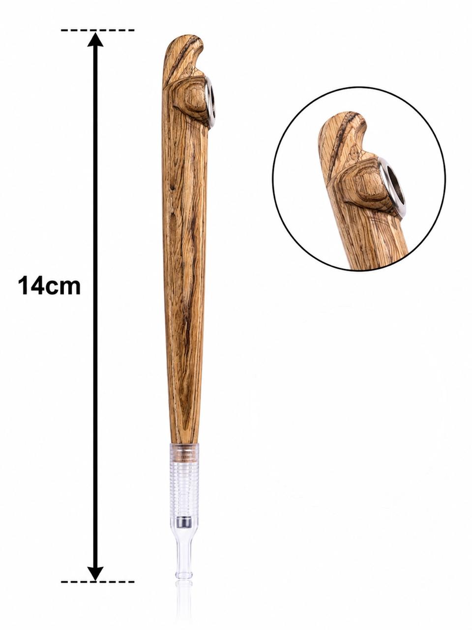 Zebrawood dokha pipe with thick silver ring