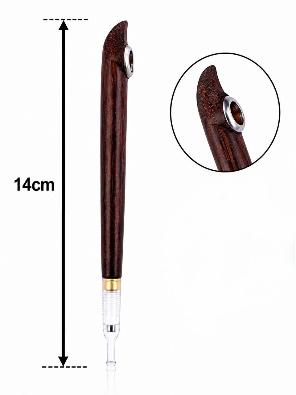 Striped rosewood dokha pipe with silver ring